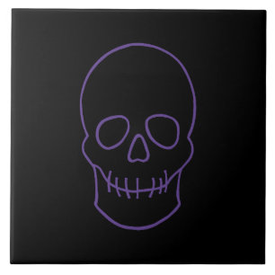 Skull in Purple and Black Tile