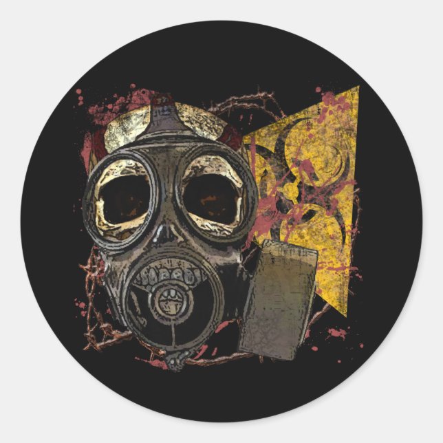 Skull in Respirator Classic Round Sticker (Front)