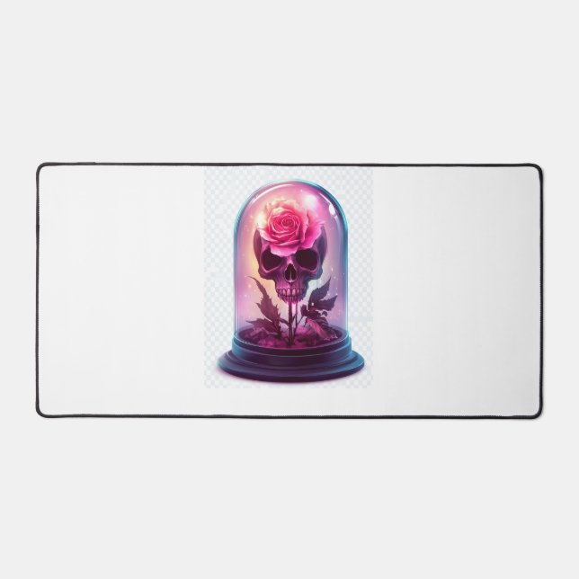 Skull in Rose Glass Desk Mat (Front)
