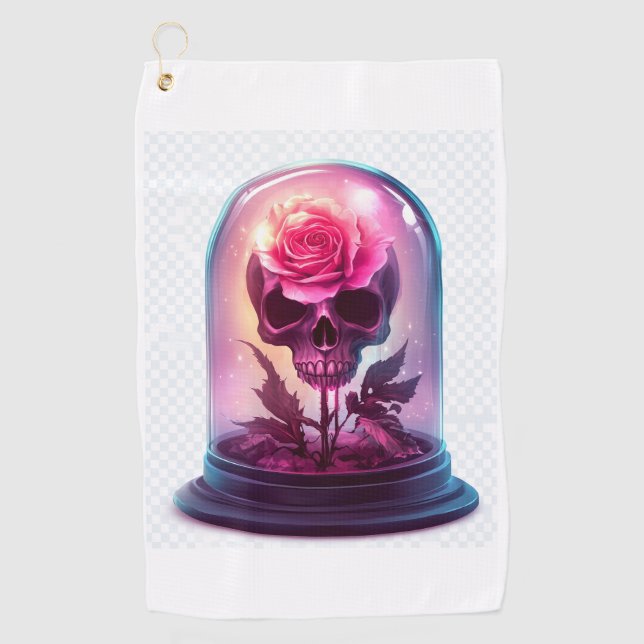 Skull in Rose Glass Golf Towel (Front)