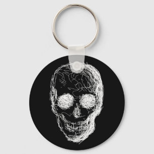 Skull, in White. Key Ring