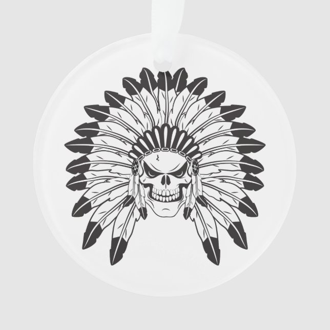 Skull Indian Chief Ornament (Front)