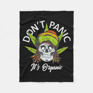 Skull Jamaica Rasta Funny Don´t Panic It´s Organic Fleece Blanket