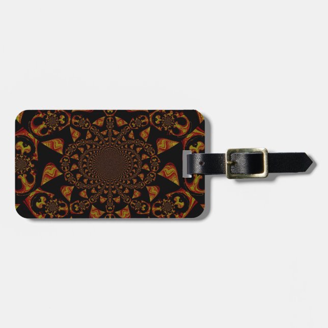 Skull Kaleidoscope Art Print Luggage Tag (Front Horizontal)