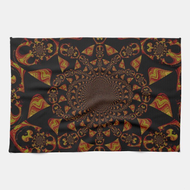 Skull Kaleidoscope Art Print Tea Towel (Horizontal)