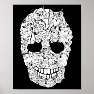 Skull Kitty Skeleton Halloween Costume Scary Cat S Poster