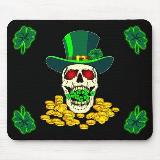 Skull Leprechau Clover Mouse Pad