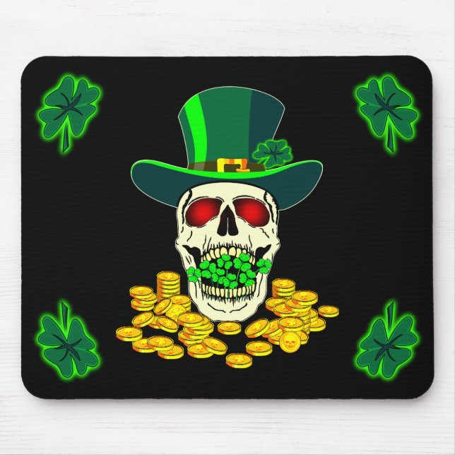 Skull Leprechau Clover Mouse Pad (Front)