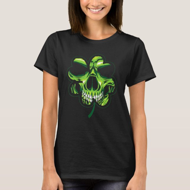 Skull Leprechaun Hat St Patricks Day Of Dead Shamr T-Shirt (Front)
