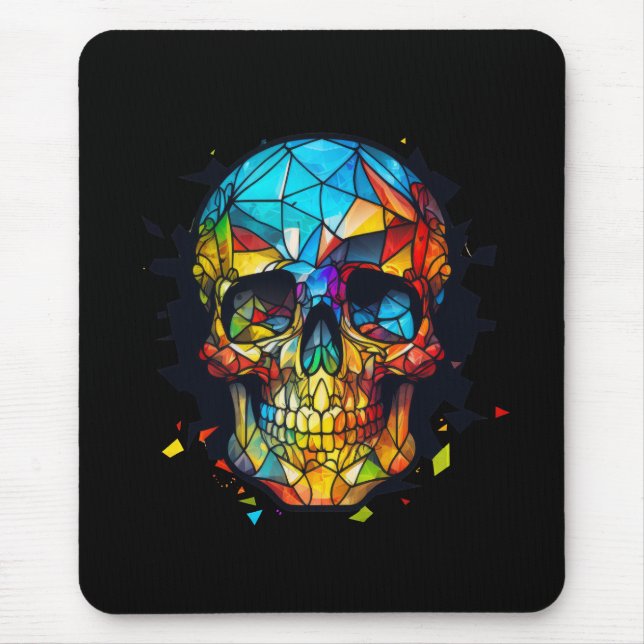 Skull Life Time Stained Glass Character Mouse Pad (Front)