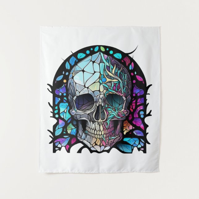 Skull Life Time Stained Glass Character Tapestry (Front)