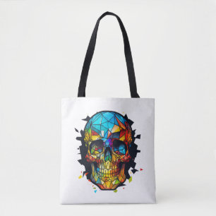 Skull Life Time Stained Glass Character Tote Bag