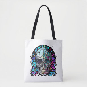 Skull Life Time Stained Glass Character Tote Bag