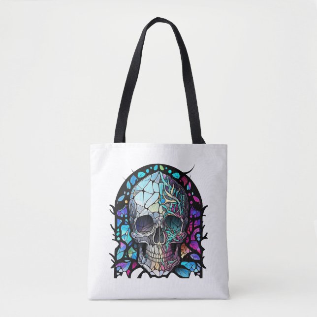 Skull Life Time Stained Glass Character Tote Bag (Front)