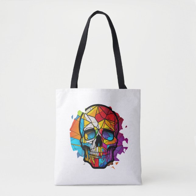 Skull Life Time Stained Glass Character Tote Bag (Front)