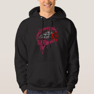 Skull Lips Biting Rose Skull Mouth Halloween Hoodie