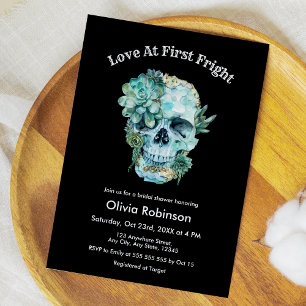 Skull Love at First Fright Halloween Bridal Shower Invitation