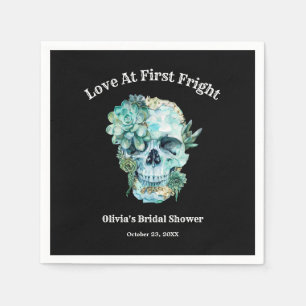 Skull Love at First Fright Halloween Bridal Shower Napkin