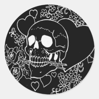 Skull Love - Skulls, Roses and Hearts by Al Rio Classic Round Sticker
