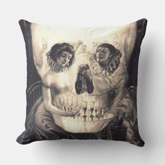 Skull Love, Vintage Victorian Optical Illusion Cushion (Front)