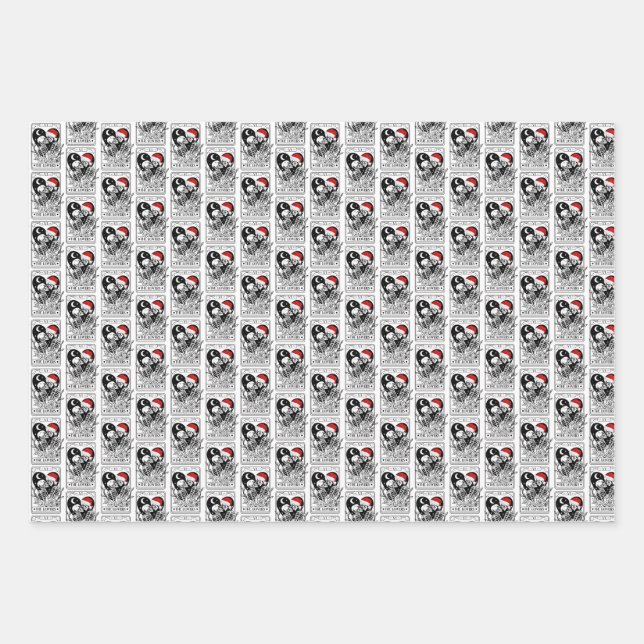 Skull lover bookish Christmas gothic wrapping pape Paper Sheet (Front)