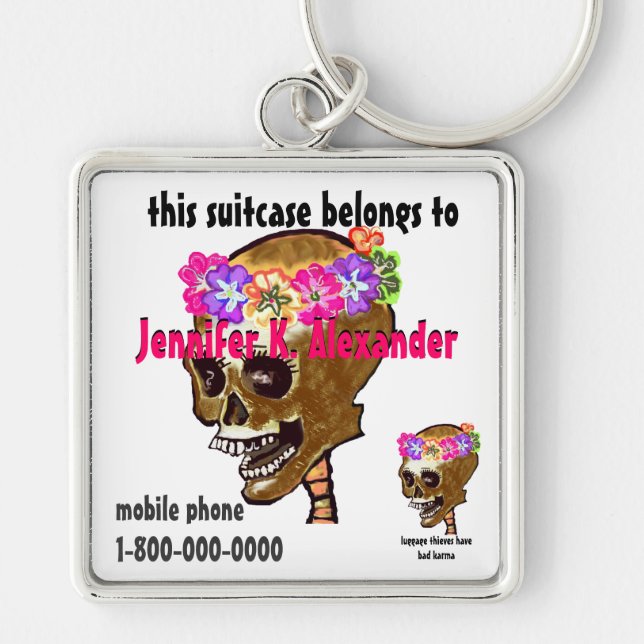 Skull luggage bag I.D. tag Key Ring (Front)