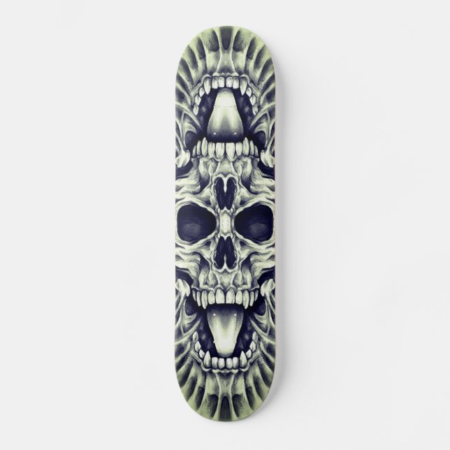 Skull Mandala customisable skateboard deck. (Front)
