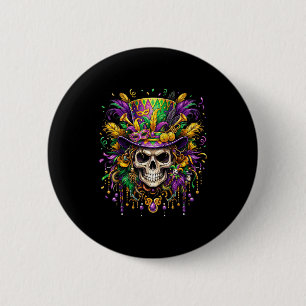 Skull Mardi Gras Men Women Kids Carnival New Orlea 6 Cm Round Badge