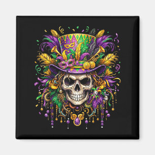 Skull Mardi Gras Men Women Kids Carnival New Orlea Magnet