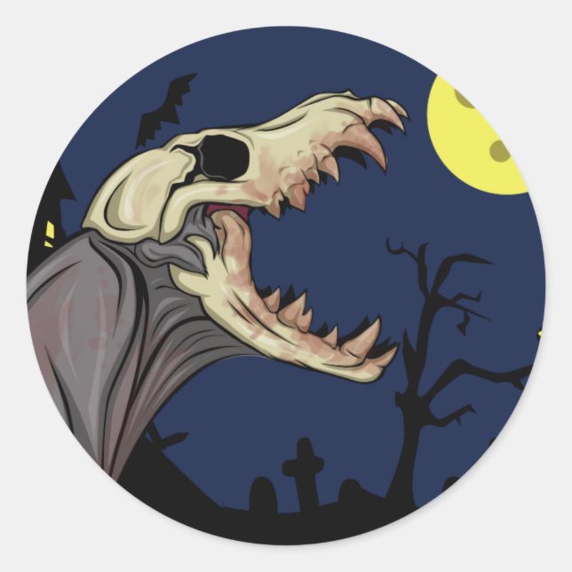 Skull Monster Classic Round Sticker (Front)