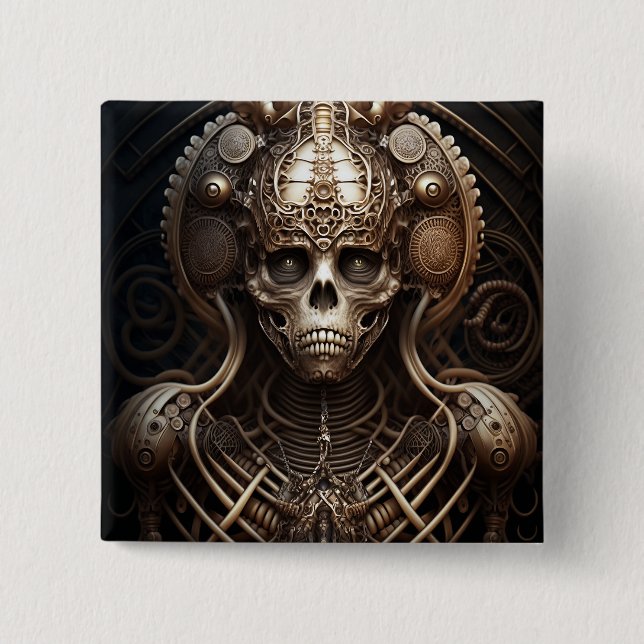 Skull Monster Skeleton Horror 15 Cm Square Badge (Front)