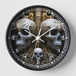 Skull Monster Skeleton Horror Clock