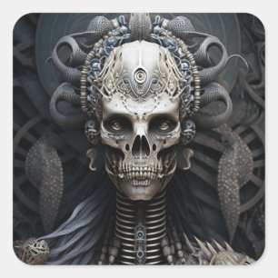 Skull Monster Skeleton Horror Square Sticker