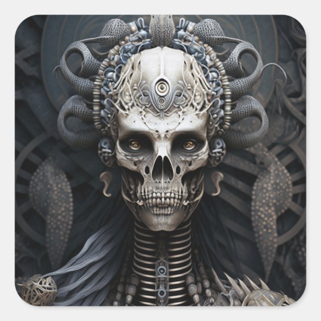 Skull Monster Skeleton Horror Square Sticker (Front)