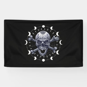 Skull Moon Phases Pastel Goth Gothic Occult Wicca Banner