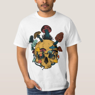 Skull Morels Mushroom Retro Vintage Gift For Garde T-Shirt