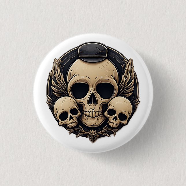 Skull Motif in a Monochrome Palette 3 Cm Round Badge (Front)