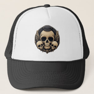 Skull Motif in a Monochrome Palette Trucker Hat