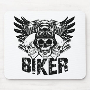 skull motorcycle biker mouse pad
