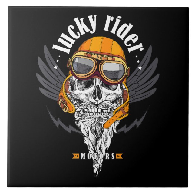 Skull Motorcycle Gift For Motorbike Lovers Tile (Front)
