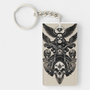 Skull Motorcycle Wings Design For Bikers And Rider Key Ring