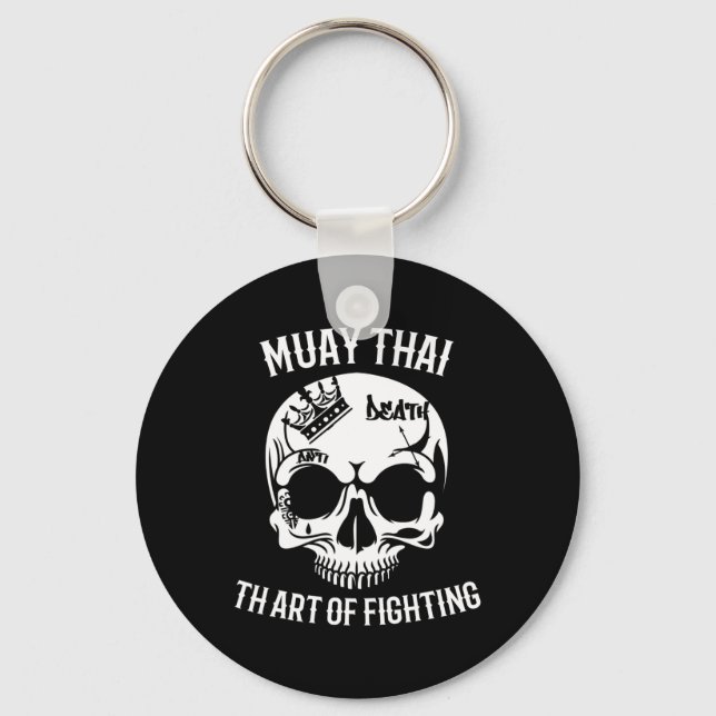Skull Muay Thai - Nak Muay, Kickboxing Gift  Key Ring (Front)