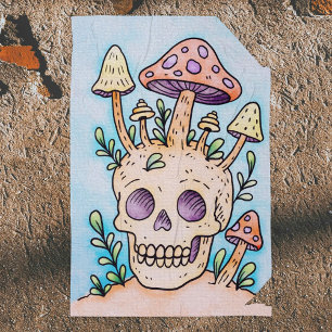 Skull & Mushrooms Adult Coloring Poster