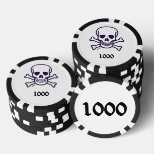 Skull n Bones 1000 striped poker chip