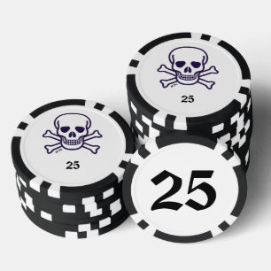 Skull n Bones 25 striped poker chip