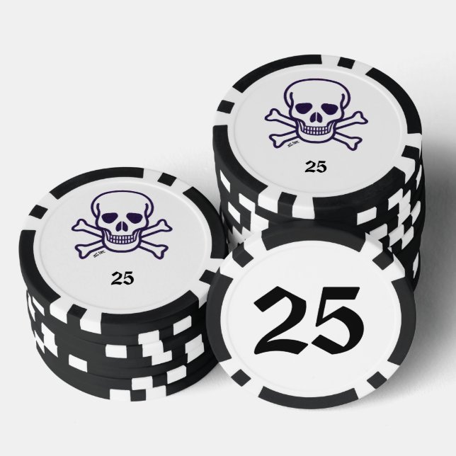 Skull n Bones 25 striped poker chip (Stack)