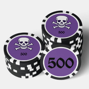 Skull n Bones 500 purple striped poker chip