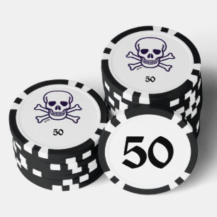 Skull n Bones 50 striped poker chip