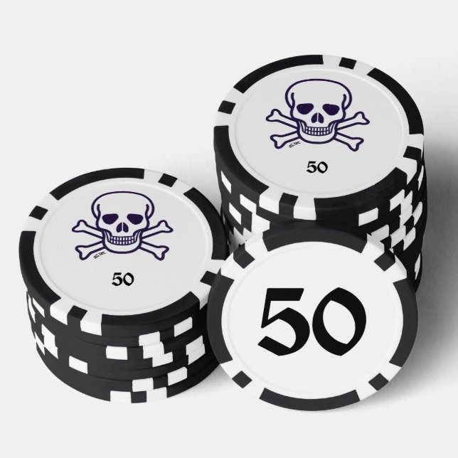 Skull n Bones 50 striped poker chip (Stack)