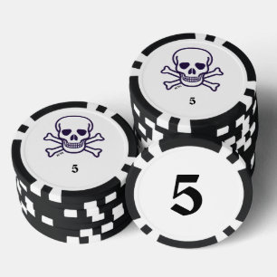 Skull n Bones 5 striped poker chip